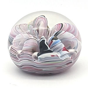 Vintage Bob St Clair Paperweight Pink Gray and White Tones with Embossed Mark